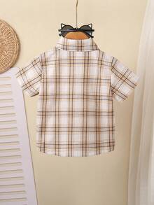 Áo sơ mi polo tay ngắn kẻ caro cho bé trai, kiểu dáng thường ngày, đa năng, cài cúc phía trước, thích hợp cho mùa hè. - Nhiều màu - Xem 2