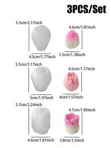 牡丹玫瑰心形硅胶蜡烛模具套装 - DIY树脂蜡烛肥皂制作家居装饰、婚礼、情人节、母亲节、生日、圣诞节、复活节工艺礼品（仅含模具） - 彩色 - 查看 16