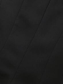 Top sin mangas elegante de unicolor con volantes en el bajo y lazo decorativo, negro, para verano - Negro - Ver 5