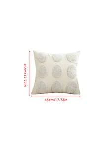 1pc/3pcs Set Beige Heart Embroidered Cushion Cover, Plush Embroidery Crafted Pillow Sham, Boho Style Decor For Living Room, Bedroom, Sofa, Garden, Everyday Use, Valentine's Day Gift, 45*45cm (Without Insert) - Multicolor - View 15