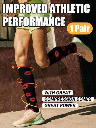 1 Pair His & Hers Valentine's Compression Socks | Non-Slip | Soft & Breathable | Couple Gift Set | For Daily/Workout