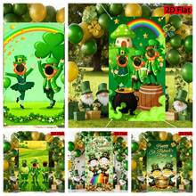 1件圣帕特里克节小妖精脸部镂空拍照背景，带三叶草和彩虹图案 - 爱尔兰主题，35.4*70.8英寸，适用于游行、爱尔兰派对、季节性活动 - 可爱的小妖精角色，节日装饰 - 彩色 - 查看 1