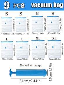 9个真空密封袋、旅行配件、真空袋、旅行必备品、真空收纳袋、旅行必备品、收纳袋、邮轮必备品、整理收纳、卧室用品 - 彩色 - 查看 15