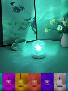 1个水波投影灯，16种颜色，触摸/遥控，星空投影仪，USB供电，动态灯光效果，火焰效果，是卧室、宿舍、派对、圣诞节、万圣节装饰的理想礼物 - 彩色 - 查看 9