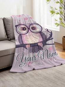 Pătură de flanel personalizabilă cu model bufniță roz - Un design simplu, unic și modern, cadou ideal de Ziua Îndrăgostiților pentru prieteni și iubiți - Moale, ușoară și caldă, potrivită pentru toate anotimpurile - Poate fi folosită pe pat, canapea, birou, camping în aer liber și călătorii - Pătură multifuncțională, pătură decorativă - Multicolor - Vizualizare 5