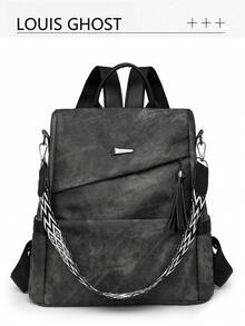 High Quality Leather Large Capacity Women's Backpack, Classic Female Student School Bag, Travel Rucksack - Black - View 9
