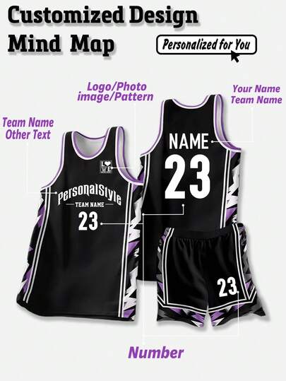 2pcs Personalized Basketball Sports Set - Customized Club Name, Number And Photo Print Tank Top + Shorts, Basketball Club Player Uniform Gift, Girlfriend Gift, Customized To Match Your Team Features, Suitable For Training, League Matches Or Exhibition Events