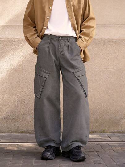 Pantalones holgados de estilo estadounidense tipo cargo LIYS, con bolsillos laterales tipo acordeón, pantalones casuales de moda