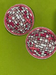 Disco Ball, Shiny Ball Pattern Cloth Patch, Cartoon Style Embroidered Sew-On Applique, DIY Craft, Suitable For Clothes, Shoes, Hats, Bags, Etc. - Pink - View 25