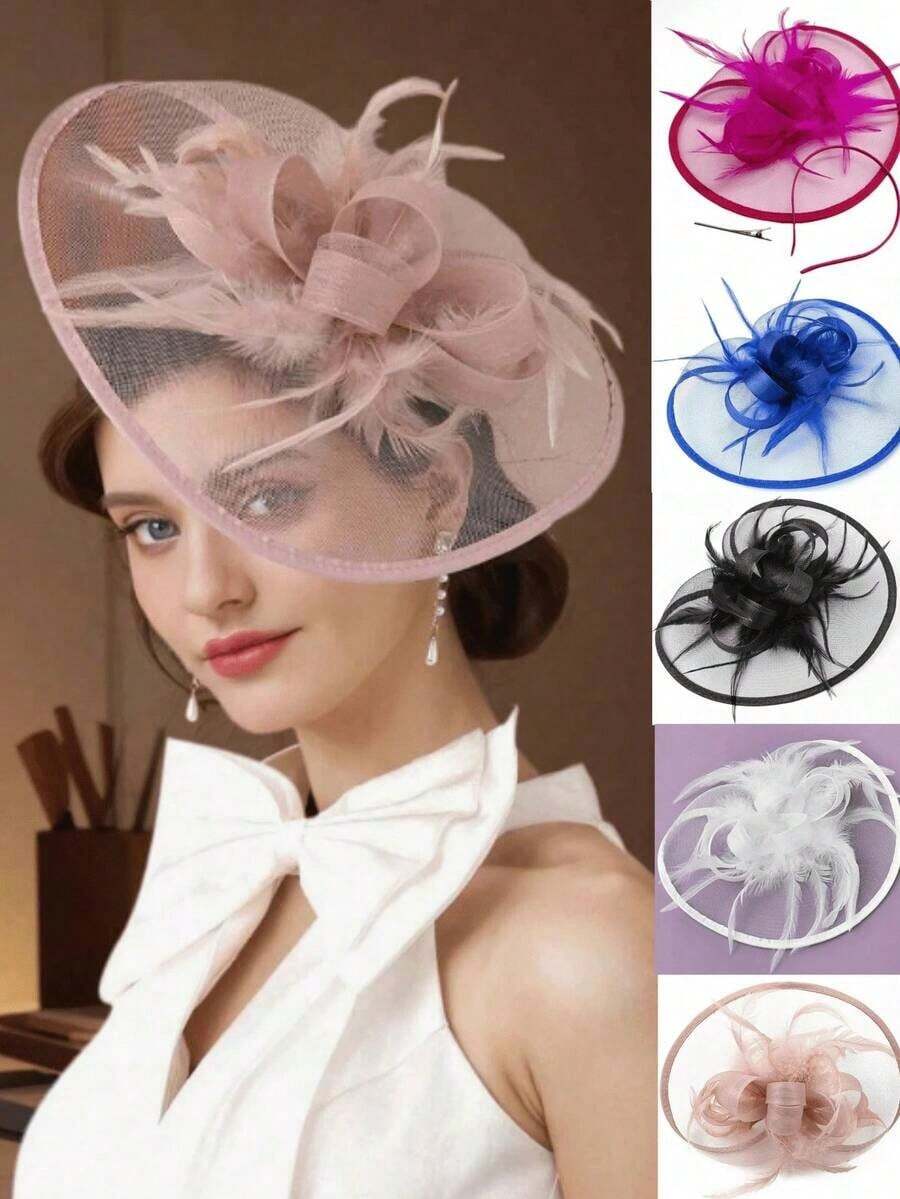 1Pc Ffascinators Hats Women Fancy Tea Party Hats Elegant 1950s Derby Hats Hair Clip Bride Wedding Party Headband Flower 1920s Headpiece Horse Race Vintage Fedora Beret Hats 50s Outfit Hats Black Funeral 1940s Dresses Victorian Hat Pillbox Hats Accessories Women Girl Birthday Mother's Day Halloween - 黑色 - 查看 1