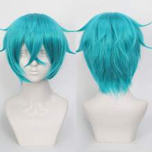 Karida 14-Inch Synthetic Fiber Cosplay Wig With Bangs, Layered Straight Hair, Unisex Cosplay Wig, High Density, Natural-Looking Cosplay Wig For Men And Women