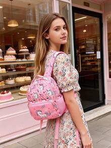 Mochila de dibujos animados de unicornio para adolescentes y jóvenes, mochila escolar pequeña y linda con estampado para niñas - Rosa - Ver 5