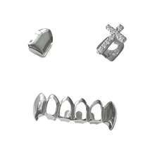 1 Set Fashion Zirconia Cross & Hollow Fang Tooth Grillz, Unisex Daily, Party, Festival Accessories - Multicolor - View 5