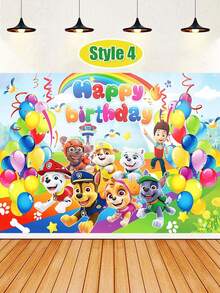 Paw PatrolTeam Patrol Children's Theme Birthday Party Background Decorative Items Cloth - Woof Woof Team Children's Cartoon Birthday Theme Photo Background Cloth - Woof Woof Team Big Battle Theme Birthday Party Background Cloth - Multicolor - View 8