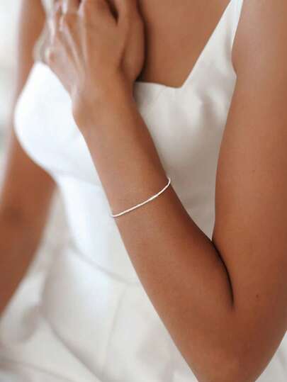 1pc S925 Sterling Silver Sparkling Bracelet, Delicate Jewelry For Women, Best Gift For Girlfriend, Mother, Sister