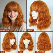 Medium Length Curly Wavy Green Ginger Blue Pink Bob Anime Cosplay Wig With Bangs For Women Heat Resistant Synthetic Natural Looking Curls Hair With Fringe Wig For Daily Party Use, Fluffy Water Wave Short Wig For Holiday Masquerade Comic Con Exhibition Festivals Stage Performance Accessories & Christmas Birthday Gifts For Her, Beginner Friendly - Multicolor - View 13