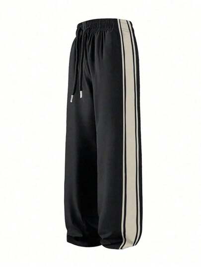 1 条男士宽松休闲运动裤，夏季海滩度假长裤，适合通勤、锻炼、跑步、户外、休闲、健身、慢跑，宽松直筒条纹设计，时尚街头服饰