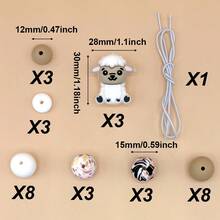 5/32件套硅胶DIY串珠套装，3D硅胶可爱动物珠子，适用于手工DIY手链项链首饰制作，工艺配件，钥匙扣，笔饰，手机挂饰，包包吊坠，独特礼物 - 彩色 - 查看 13