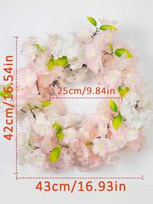 1pc Artificial Sakura Flower Wreath, Suitable For Spring Decor, Door/Window Hanging, Bedroom, Dining Room, Party, Wedding, Valentine's Day Gift - Multicolor - View 3
