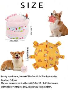 高强度宠物互动咀嚼玩具 - 狗狗吱吱作响的三角蛋糕/铃铛球解闷神器 - 彩色 - 查看 2