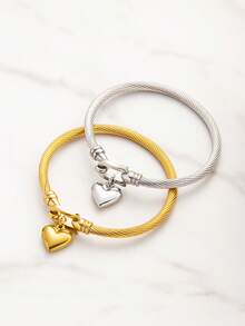 Women's Stainless Steel Woven Heart Bracelet, Fashion Bracelet For Summer 2026 - Bracelet - View 1