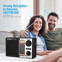 Wireless Speaker LED Flashlight FM AM SW Radio Solar Charging Emergency Radio Full Band High Sensitivity - Black - View 5