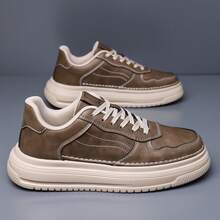 Zapatos deportivos de moda de primavera para mujeres, zapatos de cuero de exterior con suela gruesa que aumentan la altura, zapatos casuales para correr, zapatos versátiles y transpirables - Beis - Ver 4