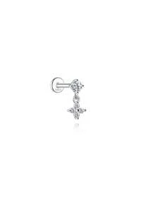 1 pièce Boucle d'oreille à tige plate en argent sterling 925 avec moissanite, hypoallergénique, pour cartilage, hélix, tragus et lobe, bijou de perçage pour femmes et hommes, port quotidien & cadeaux - Argent - Voir 15