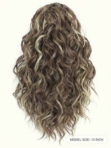 Tóc giả đuôi ngựa dài 12 inch, kiểu tóc xoăn, kẹp càng cua, dây rút (màu nâu điểm xuyết vàng), phụ kiện tóc dành cho nữ, sợi tổng hợp . - Màu nâu highlight - Xem 3