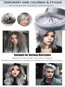 Temporary Silver Hair Color Wax-4.23 Oz Full-Size Instant Natural Color Washable No Residue Non-Damaging Hair Styling Pomade Disposable Coloring Mud For Men Women Youth Party Cosplay Halloween DIY Easy To Clean Perfect For Holiday Styling Ideal For Bold Color Style Suitable For Gift Ready Best Temporary Hair Dye - 銀色 - 查看 5