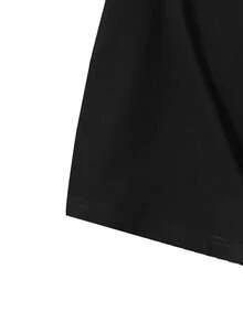 Men's Casual Sports Knit Short Sleeve Crew Neck Solid Color T-Shirt - Black - View 7