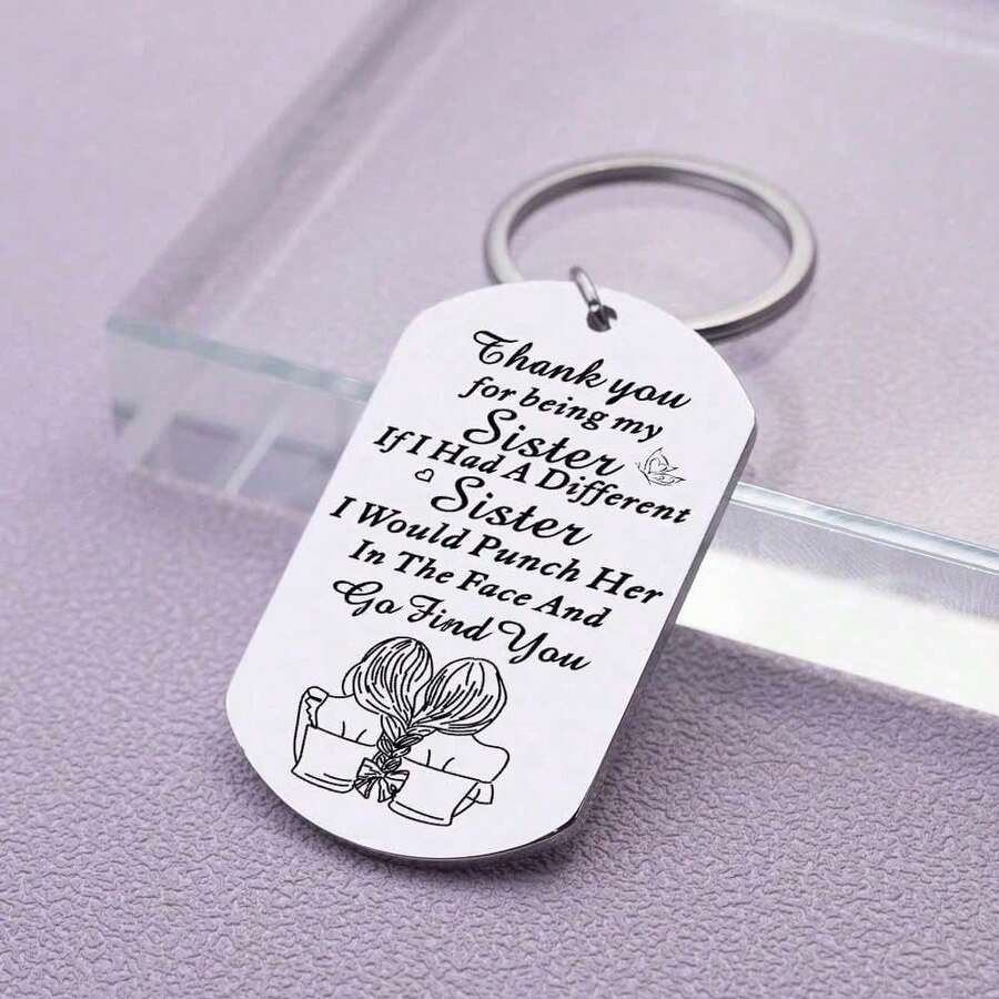 1件装姐妹礼物，来自兄妹的礼物，“谢谢你做我的姐姐”钥匙扣，适合女性、青少年女孩，可作为圣诞礼物或生日礼物，送给姐姐、妹妹、灵魂姐妹的礼物，圣诞节或生日礼物。 - 銀色 - 查看 1