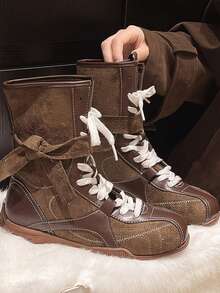 女士棕色工装靴，耐用建筑靴，防滑工地鞋，适合各种日常活动 - 咖啡棕 - 查看 9