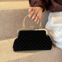 1个酒红色不对称晚宴包，女士手提包/单肩包，秋冬季，时尚派对包，完美适用于派对、婚礼、舞会、晚宴/宴会 - 黑色 - 查看 2