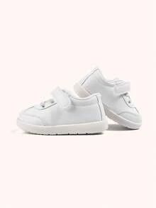 1 Pair New Unisex Toddler White Simple Sneakers, Lace-Up Design, Round Toe, Soft Sole, Comfortable & Versatile, Suitable For Daily Toddling Training, Kindergarten Formal Wear, And Short Family Outings, All Seasons - White - View 4
