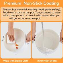 OCTAVO 电火锅，3升 1000瓦 可调功率控制，不粘电煎锅，多功能电煎锅，带钢化玻璃盖，适用于涮涮锅、炒菜 - 白色 - 查看 5