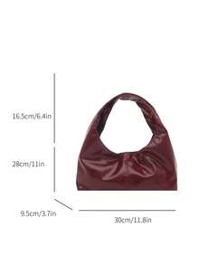Fashionable New Solid Color Personalized Pleated Classic Handbag, Soft And Smooth Leather Crescent Shaped Women's Armpit Bag, Suitable For Shopping, Wallets, Shopping, Young Women, College Students, Newcomers, And White-Collar Workers. They Are Very Suitable For Offices, Universities, Work, Business, Commuting, Outdoor Activities, Travel, And Outings - Red - View 9