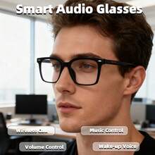 SENBONO Smart Glasses Audio Built-In Mic Speakers AI Voice Assistant Support Android, Hands-Free Calling, Volume Control, Music Control, Wake-Up Voice, Photochromic Lenses Smart Glasses For Men And Women Friend Gift, Birthday Gift - Black - View 3