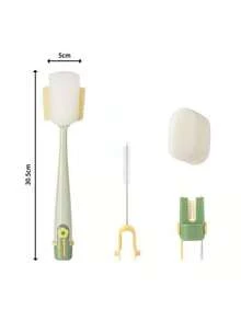 Kit de cepillo de limpieza de botellas 5 en 1 con limpiador de pajitas y cabezales de esponja adicionales - Herramienta de limpieza multifuncional para biberones, tazas de café, tumblers y botellas de agua reutilizables - Amarillo - Ver 8