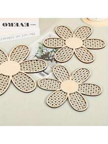 1/3/6件套波西米亚雏菊墙饰，天然藤编花卉挂饰，木质波西米亚风墙饰，儿童房墙饰，农舍风墙饰，家庭办公室日托中心装饰（木色）