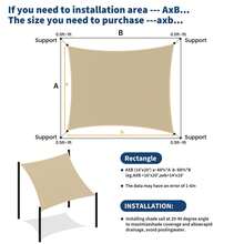 Solución de Sombra Instantánea para Jardín y Patio - Vela Rectangular 16'x20', Tela con Bloqueo UV, Fácil de Colocar en Deck o Espacios Abiertos - color arena - Ver 2