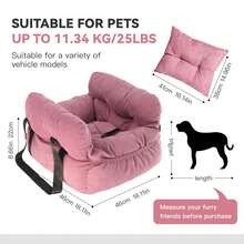 HAZOOWILL 冬季宠物车载安全座椅，适用于猫狗 - 保暖旅行包，带固定钩和提手，灯芯绒面料，适用于前排/后排汽车座椅，多场景适用（咖啡馆/公园/户外/居家），圣诞礼物