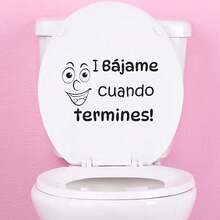 1pc Spanish "Bye Bye" Vinyl Toilet Sticker, Removable Bathroom Wall Decal, Spanish Bathroom Humor Sticker, Bathroom Wall Decor, Funny Spanish Quote Sticker, Suitable For Toilet And Bathroom Walls, Unique Home Decor - Black - View 1