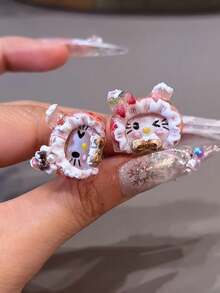 1pc Cute Nail Art Mold, Cartoon Hat, Bow, Frame DIY 3D Decor Transparent Silicone Mold - Clear - View 4