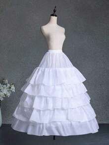 1pc Women's White 2~6-Hoops Bridal Wedding Dress Petticoat, Dress Underskirt, Flying Saucer Petticoat, 2 Steel Hoops 1 Net Princess Dress Petticoat, 4 Layers Hard Net Boneless Petticoat, 4 Steel Hoops 5 Ruffle Petticoat, 3 Steel Hoops 1 Net Trailing Petticoat, 3 Layers Crystal Tulle Mermaid Petticoat, Extra Large 6 Steel Hoops 6 Mesh Petticoat - White - View 5