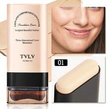 Base y corrector 2 en 1: maquillaje resistente al agua de larga duración con pincel incorporado, cubre las bolsas de los ojos para un acabado natural, fórmula en crema mate, múltiples tonos (marrón claro/neutro): perfecto para uso diario y viajes. - #01 - Ver 1