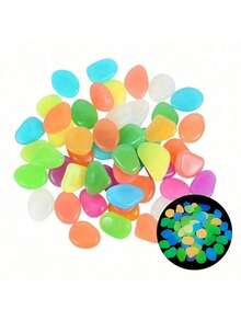 600颗发光花园石 - 树脂发光石，适用于小径、庭院和花盆，迷人的户外装饰，营造夜晚氛围，花园小径装饰 | 发光花园装饰 | 耐用花园石，花园装饰品 - A - 查看 13