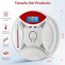 BOJOOM 3 in 1 Alarma de Detector de Humo y Monoxido de CarbonoAlarma de Incendio inalambrica con Pantalla LED y Bateria Bajo Consumo Largos Periodos Uso Alarma Luminosa y Sonora Simultaneas - C - Ver 5