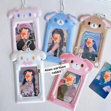 INS 可爱不对称甜点兔 3 英寸厚卡套，偶像小卡校园卡片收纳展示挂件 - 彩色 - 查看 6