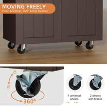 Vongrasig Kitchen Island Cart With Storage,Rolling Kitchen Island Side Table On Wheels With Worktop,Storage Cabinet,Towel Rack And Drawers For Kitchen,Dinning Room - Brown - View 5